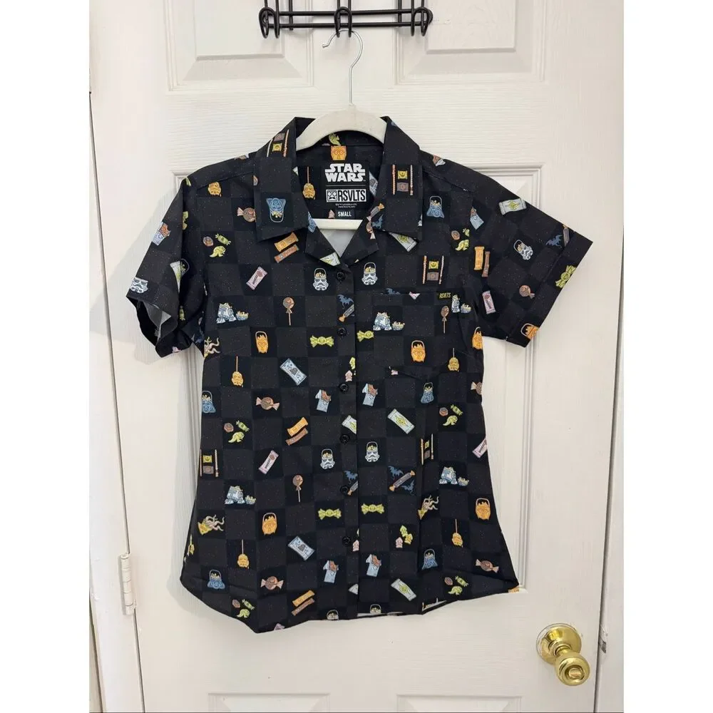 RSVLTS Exclusive Star Wars It’s A Treat Button Down Polo Shirt Sz Small